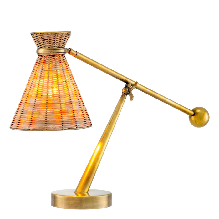 Natural rattan | vintage brass finish | black granite base
