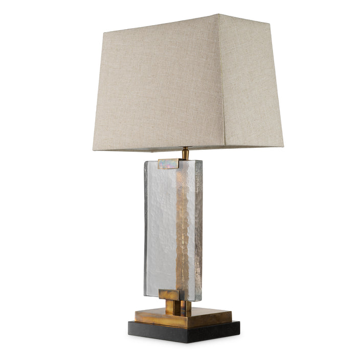 Vintage brass finish | handblown glass | black granite base