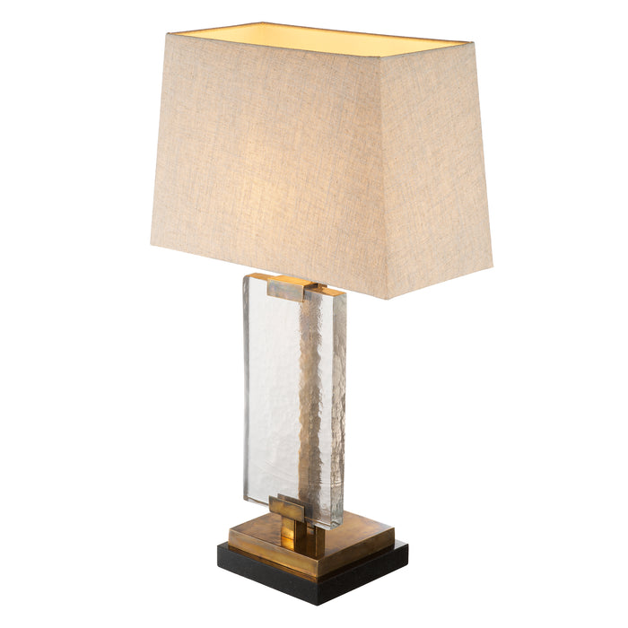 Vintage brass finish | handblown glass | black granite base
