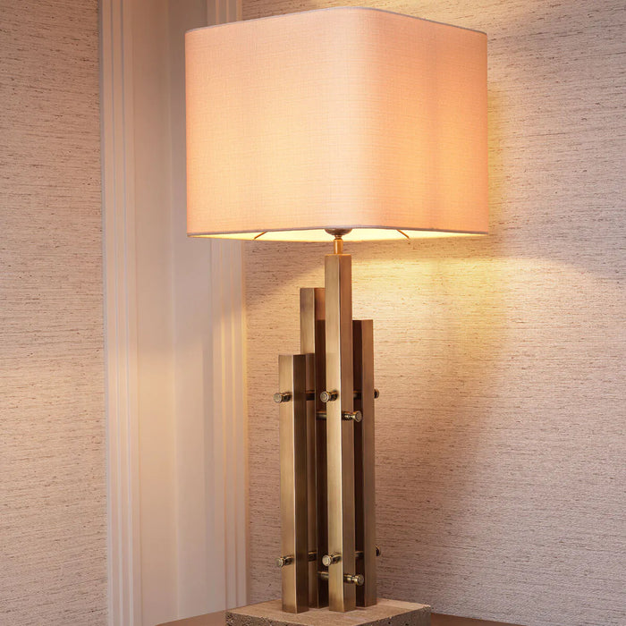 Vintage brass finish | travertine base