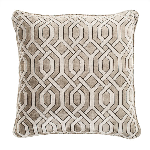 Eichholtz Cojín Trellis, terciopelo gris con diseño enrejado 60 x 60 cm