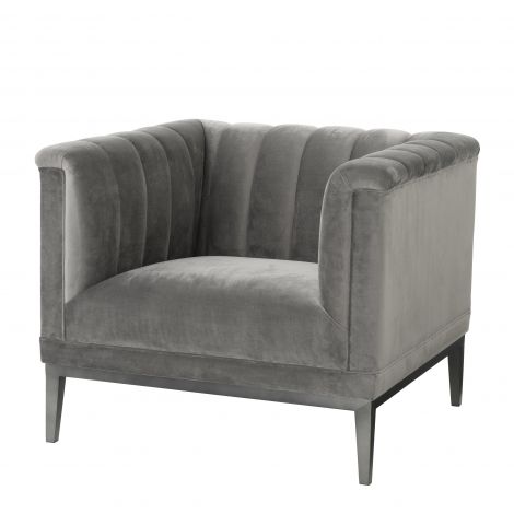 Sillón Eichholtz Raffles, terciopelo gris roche propoise