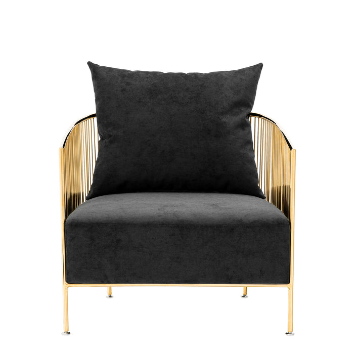 Sillón Eichholtz Knox, acabado dorado, terciopelo negro