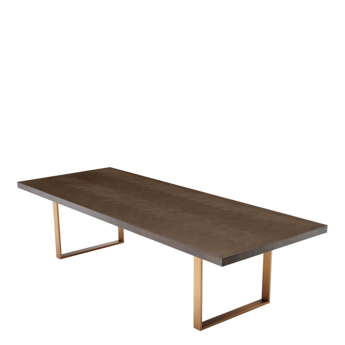 Mesa de comedor Eichholtz Melchior, chapa de roble marrón, 300 cm