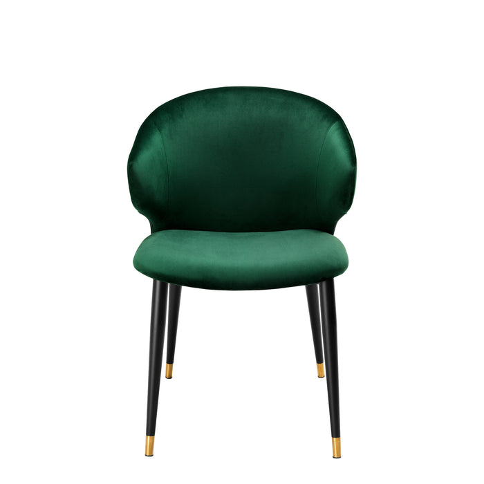 Silla de mesa Eichholz Volante, con reposabrazos, terciopelo verde oscuro roche