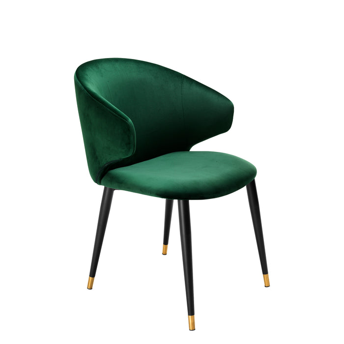 Silla de mesa Eichholz Volante, con reposabrazos, terciopelo verde oscuro roche