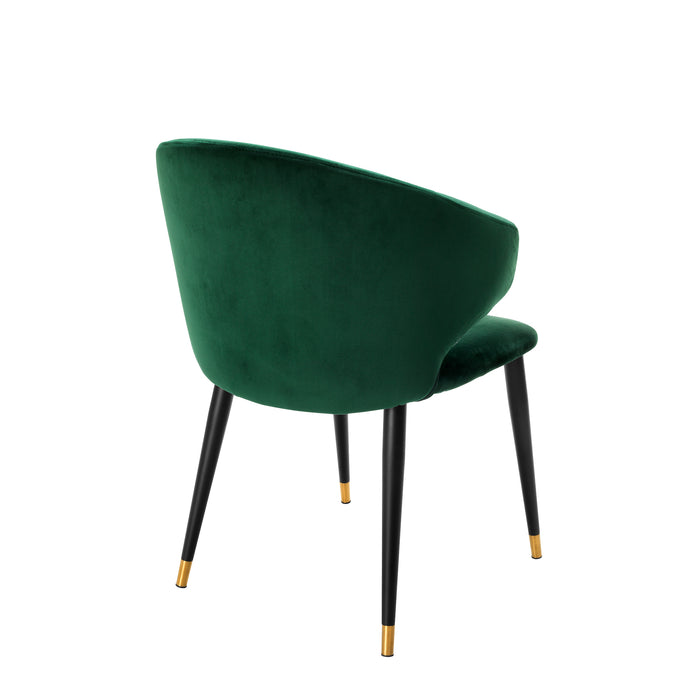 Silla de mesa Eichholz Volante, con reposabrazos, terciopelo verde oscuro roche