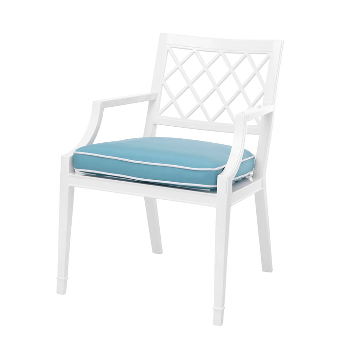 Eichholtz Silla de mesa Paladium, con reposabrazos, exterior blanco