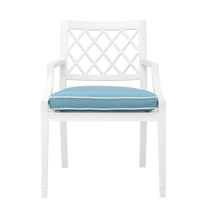 Eichholtz Silla de mesa Paladium, con reposabrazos, exterior blanco