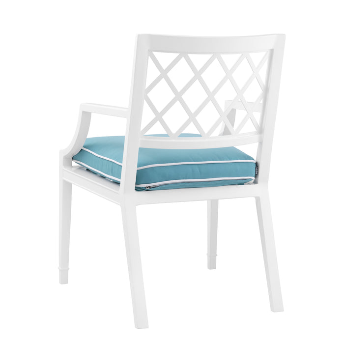 Eichholtz Silla de mesa Paladium, con reposabrazos, exterior blanco