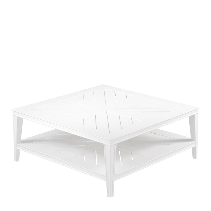 Eichholtz Mesa de centro Bell Rive, 100 cm 100 cm, exterior blanco