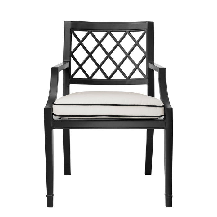 Eichholtz Silla de mesa Paladium, con reposabrazos, exterior negro mate