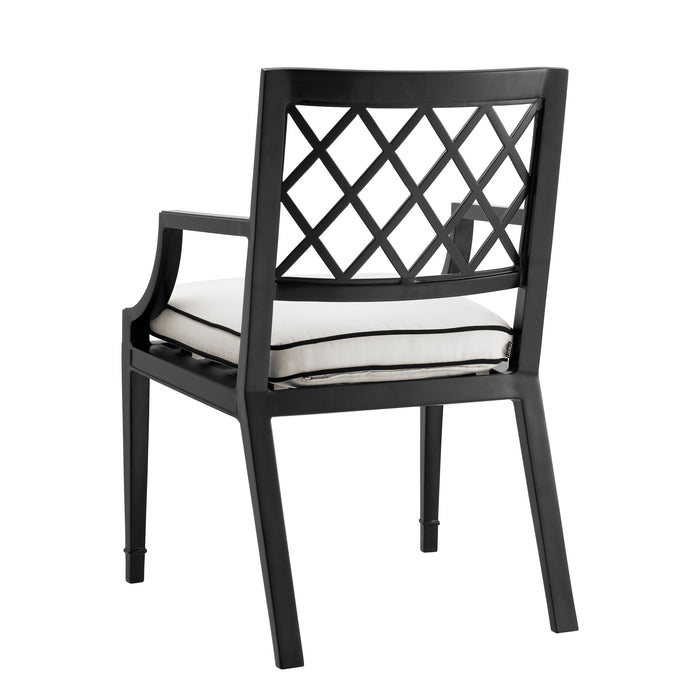 Eichholtz Silla de mesa Paladium, con reposabrazos, exterior negro mate