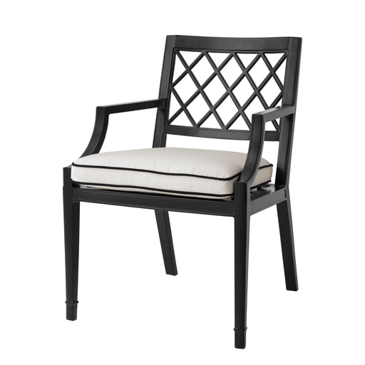 Eichholtz Silla de mesa Paladium, con reposabrazos, exterior negro mate