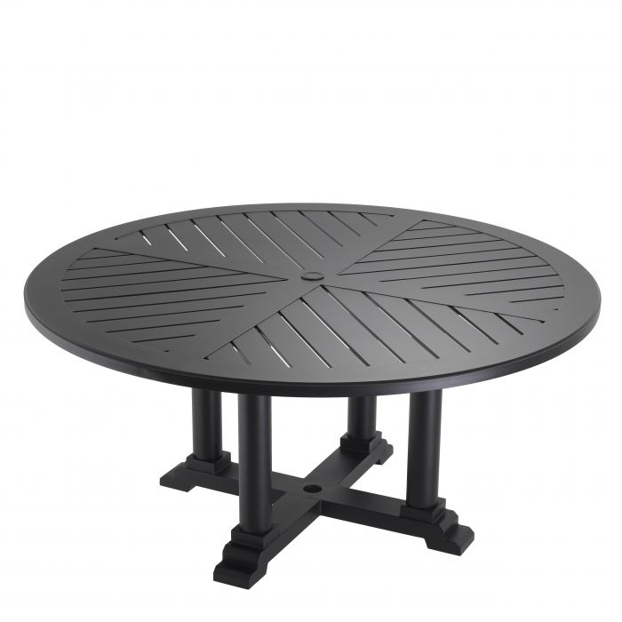 Eichholtz Mesa de comedor Bell Rive, ø 160 cm, exterior negro mate