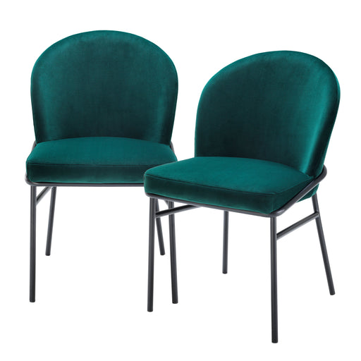 Silla de mesa Eichholtz Willis, terciopelo verde oscuro savona, juego de 2