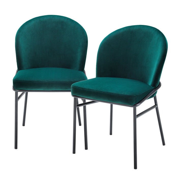 Silla de mesa Eichholtz Willis, terciopelo verde oscuro savona, juego de 2