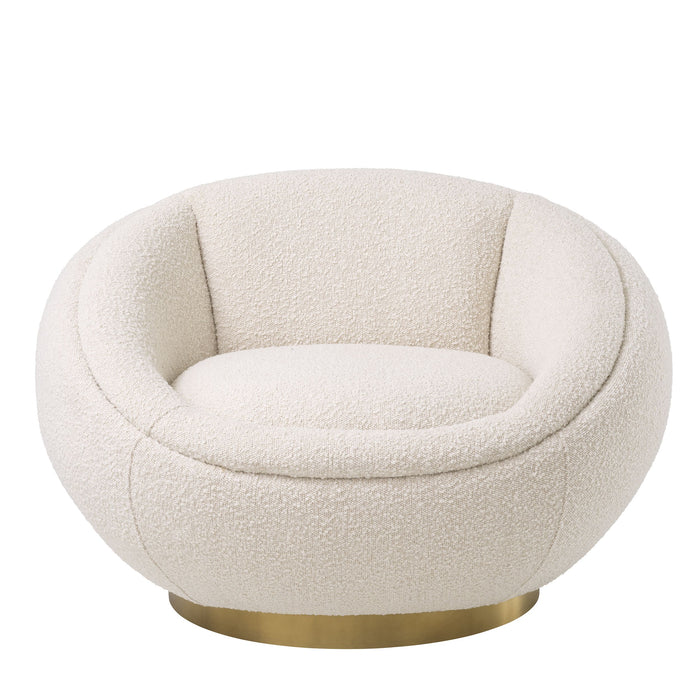 Sillón giratorio Eichholtz Bollinger, tela Bouclé crema