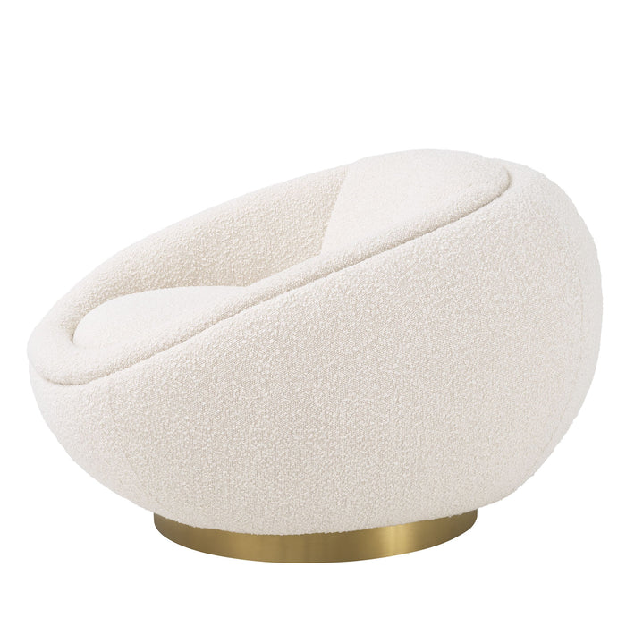 Sillón giratorio Eichholtz Bollinger, tela Bouclé crema