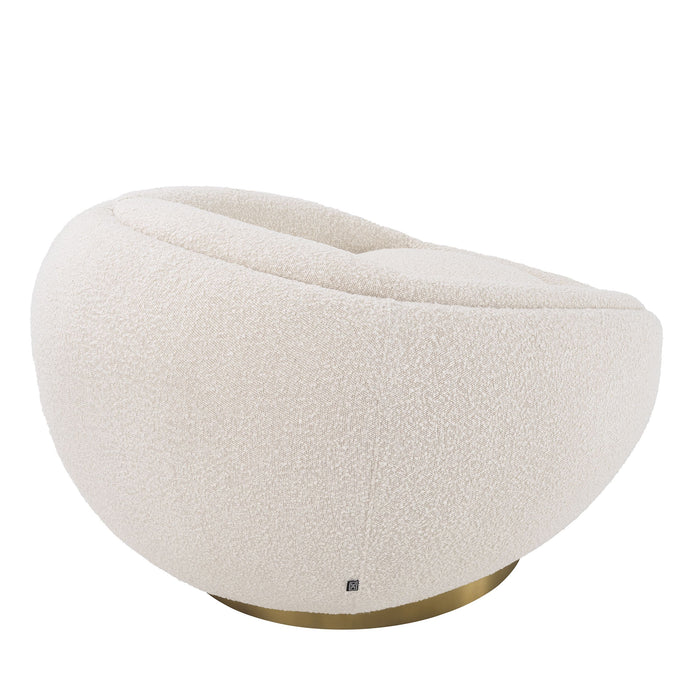 Sillón giratorio Eichholtz Bollinger, tela Bouclé crema