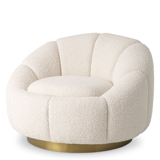 Sillón giratorio Eichholtz Inger de tejido Bouclé color crema