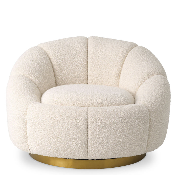 Sillón giratorio Eichholtz Inger de tejido Bouclé color crema