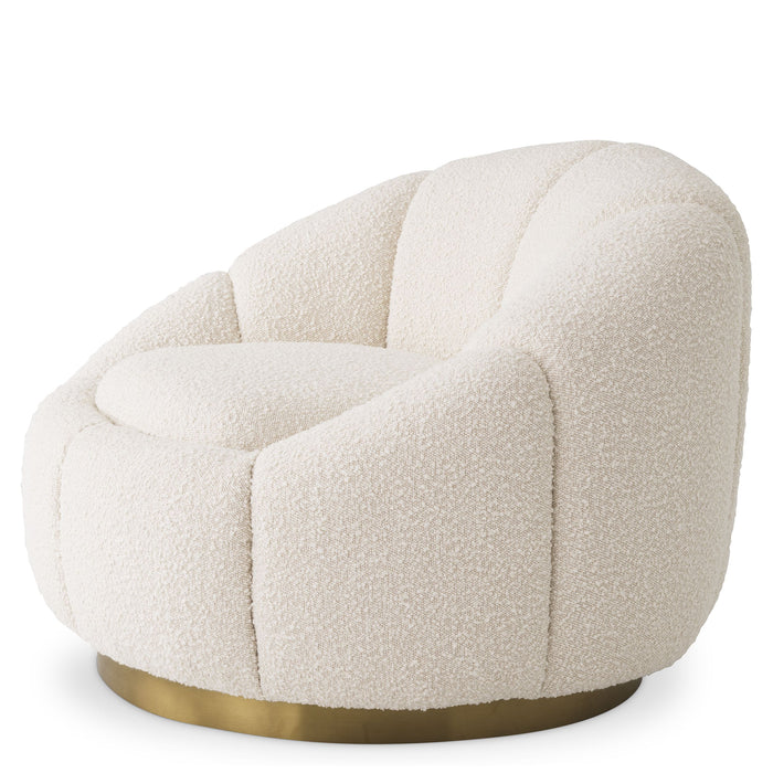 Sillón giratorio Eichholtz Inger de tejido Bouclé color crema