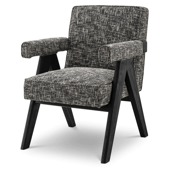 Silla de comedor Eichholtz Greta en tela Cambon negra