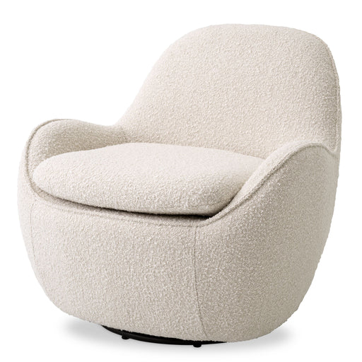 Sillón giratorio Eichholtz Cupido, tela Bouclé crema