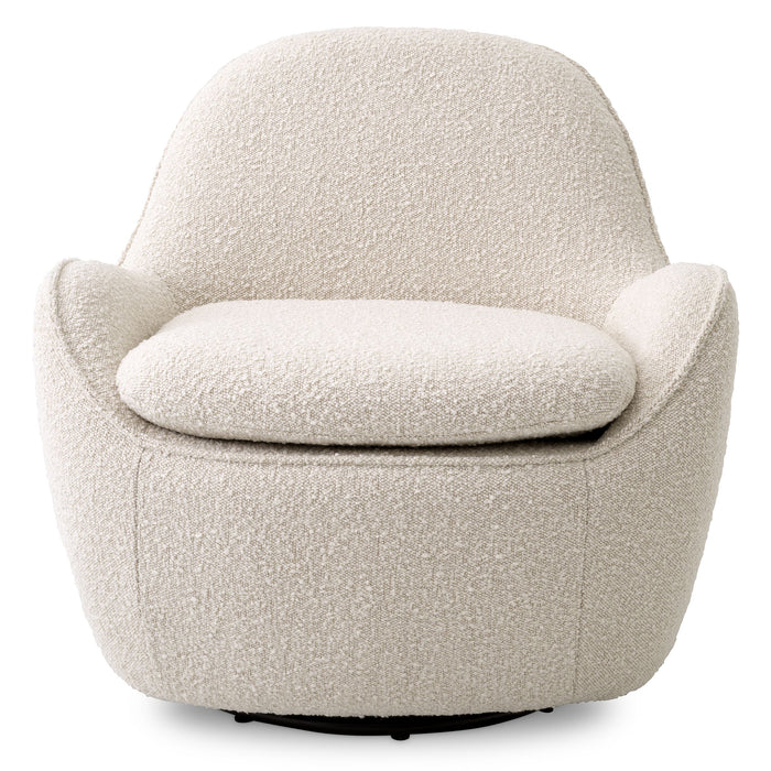 Sillón giratorio Eichholtz Cupido, tela Bouclé crema