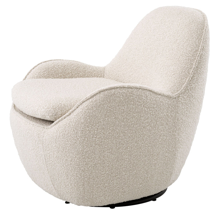 Sillón giratorio Eichholtz Cupido, tela Bouclé crema