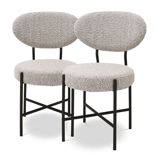 Silla de comedor Eichholtz Vicq, juego de 2, en tejido Bouclé gris