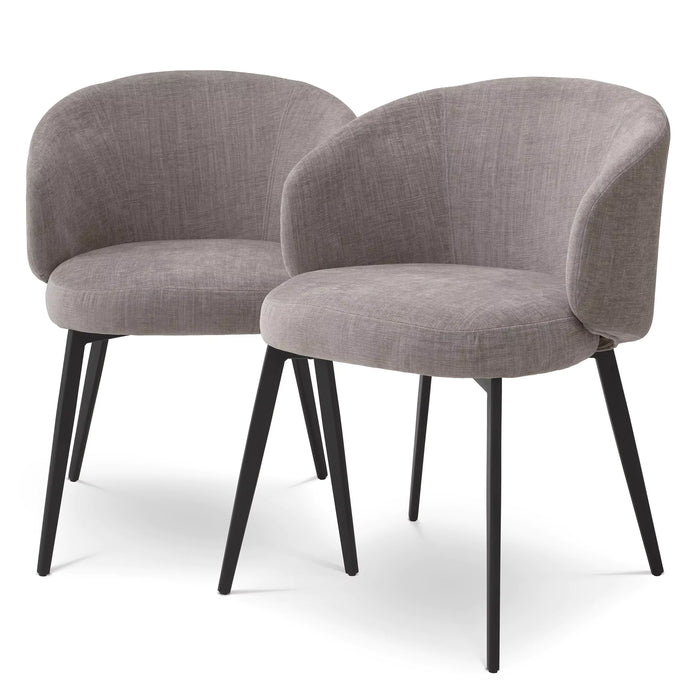 Silla de comedor Eichholtz Lloyd, juego de 2, en tela gris Sisley