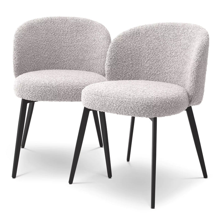 Silla de comedor Eichholtz Lloyd, juego de 2, en tela Bouclé negra