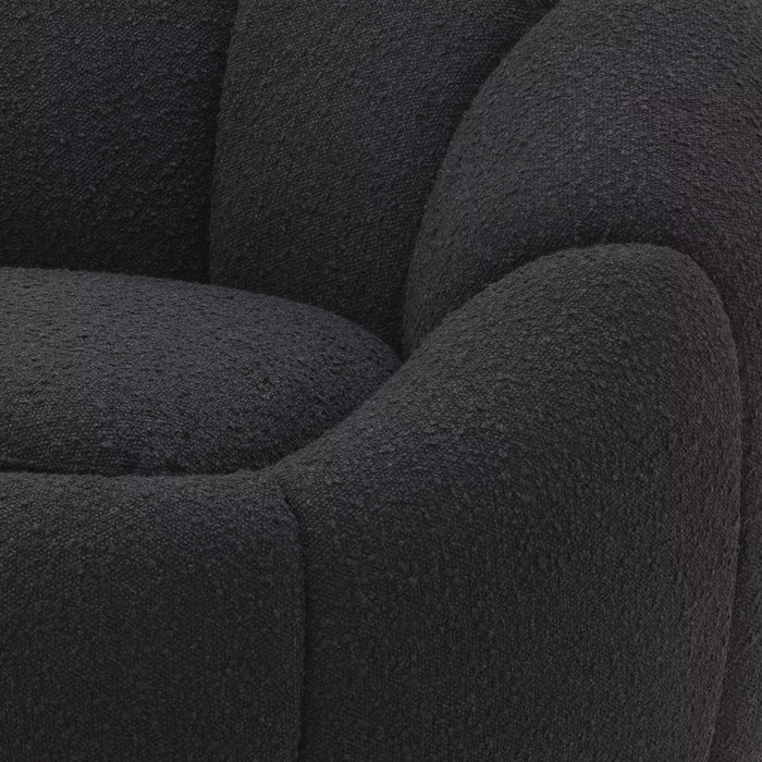 Sillón giratorio Eichholtz Inger de tejido Bouclé negro