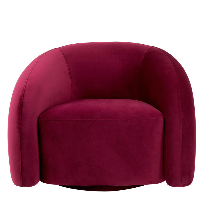 Sillón giratorio Eichholtz Novelle en tela de terciopelo rojo burdeos Savona, terciopelo rojo descolorido Savona, terciopelo rojo Savona