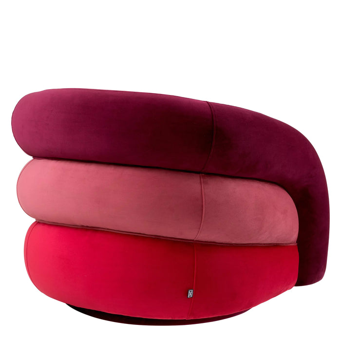 Sillón giratorio Eichholtz Novelle en tela de terciopelo rojo burdeos Savona, terciopelo rojo descolorido Savona, terciopelo rojo Savona