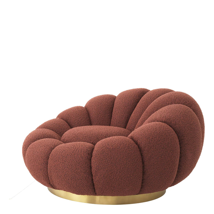 Sillón giratorio Eichholtz Mello en tejido Bouclé rouge