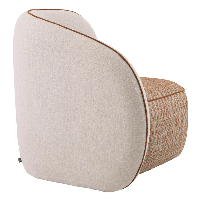 Sillón izquierdo Eichholtz San Marino en tela Crema, tela Vintage naranja
