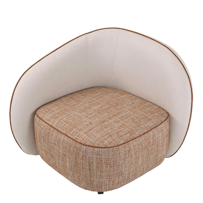 Sillón izquierdo Eichholtz San Marino en tela Crema, tela Vintage naranja