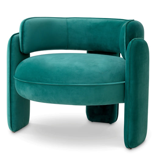 Sillón Eichholtz Chaplin en tejido de terciopelo turquesa Savona