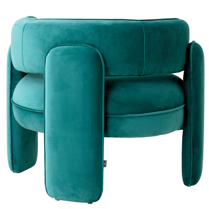 Sillón Eichholtz Chaplin en tejido de terciopelo turquesa Savona