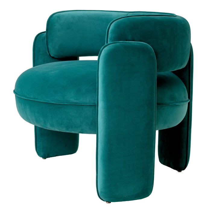 Sillón Eichholtz Chaplin en tejido de terciopelo turquesa Savona