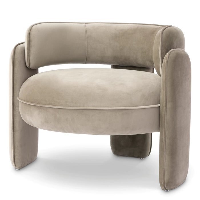 Sillón Eichholtz Chaplin en tejido de terciopelo gris Savona