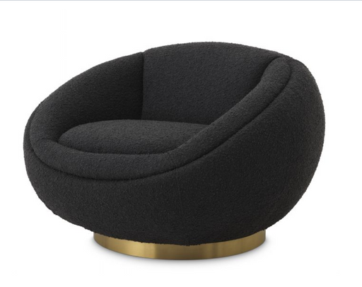 Sillón giratorio Eichholtz Bollinger, tela Bouclé Negro